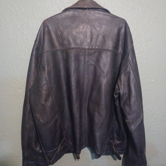 Large Vintage Verra Pelle Wash Brown Men's Leather Jacket - Picture 2 of 3